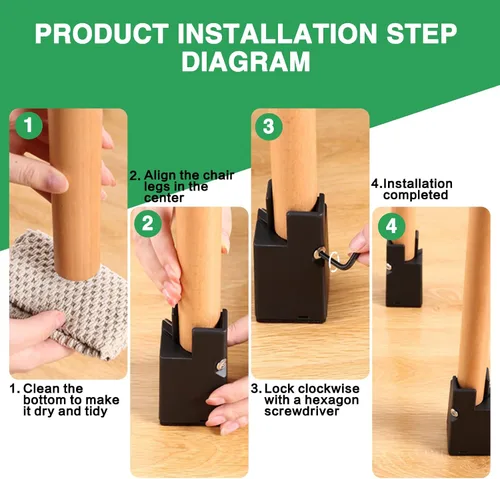 Vista 6 de 4 elevadores de muebles ajustables con abrazadera de tornillo, elevadores de escritorio resistentes para patas de escritorio, elevadores de cama
