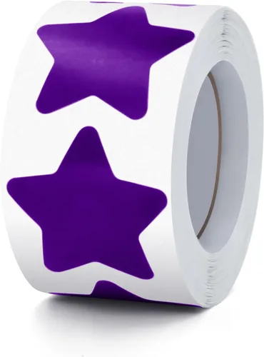 Vista 9 de Rollo de calcomanías de estrellas negras de 1 pulgada, autoadhesivas, impermeables, extraíbles, para niños, profesores, negocios, 500