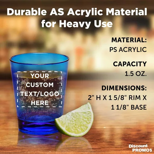 Vista 4 de Vasos de chupito de plástico translúcidos personalizados de 1.5 onzas, juego de 10/50/100 unidades, acrílico, ideal para regalos de cumpleaños