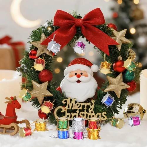 Vista 6 de 60 adornos para árbol de Navidad con purpurina, mini tambores, adornos para árbol de Navidad, pequeños instrumentos musicales, colgante colgante