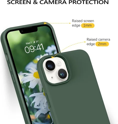 Vista 5 de BENTOBEN Funda compatible con iPhone 14, silicona suave, goma de gel, forro de microfibra, parte trasera dura, a prueba de golpes, funda protectora
