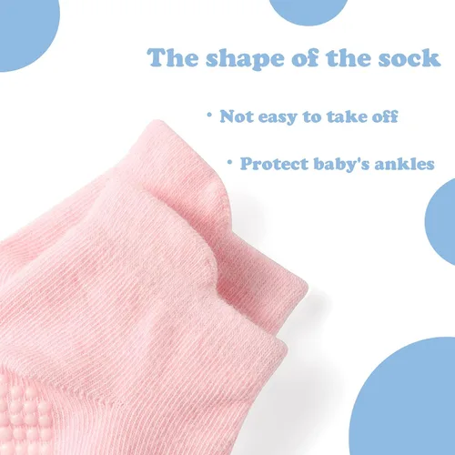 Vista 3 de Dorobios Calcetines de algodón con agarre antideslizante para bebé, calcetines de algodón con agarre para niños 2-3T, coloridos 6 pares