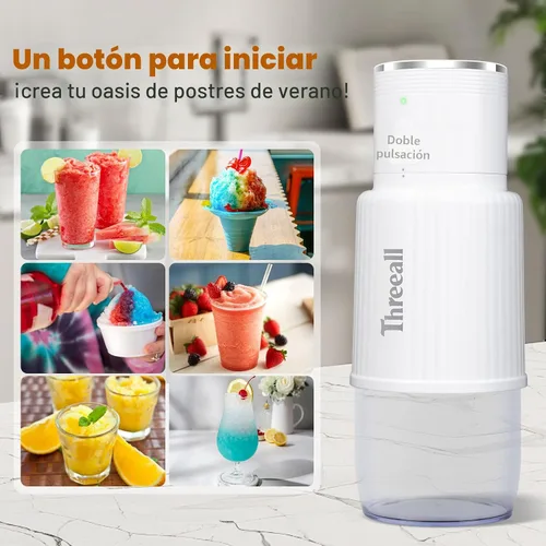 Vista 6 de Máquina de raspados de nieve, máquina raspadora de hielo portátil inalámbrica para granizados para el hogar con cargador USB y 3 vasos molde