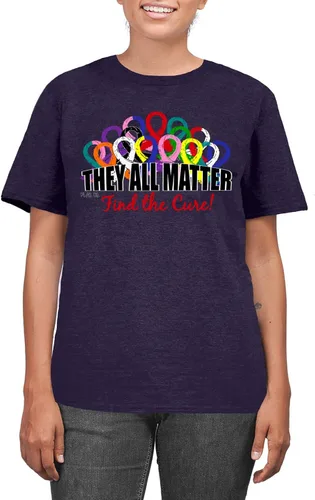 Vista 7 de Camiseta con cintas de concientización sobre el cáncer con texto en inglés «They All Matter Find The Cure» Negro