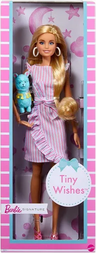 Vista 6 de Muñeca Barbie Tiny Wishes: (rubia de 11.5 pulgadas) muñeca coleccionable con vestido envolvente y accesorios. Blanco