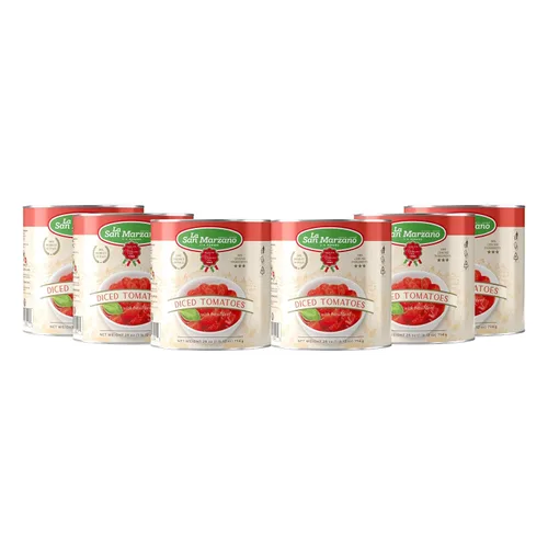 Vista 3 de La San Marzano - Tomates triturados picados en cubitos italianos de 28 onzas (paquete de 6) Estilo italiano, empaquetado en la región de San
