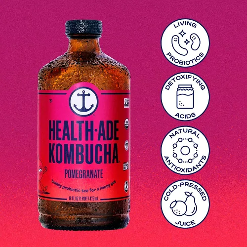 Vista 4 de Health-Ade Kombucha Tea - Bebida orgánica, té fermentado con probióticos vivos, ácidos desintoxicantes, apoya la salud intestinal, sin OMG, vegano