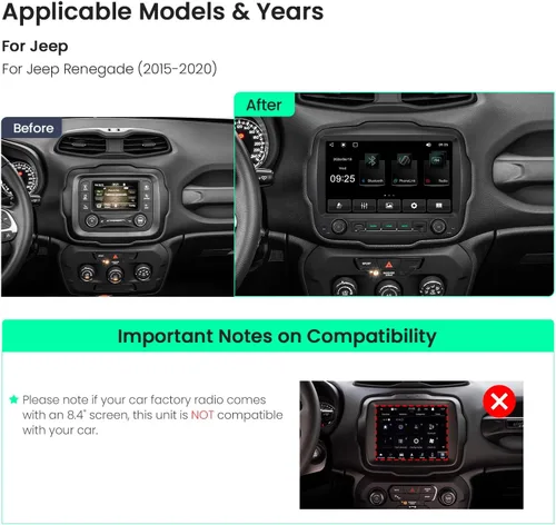 Vista 2 de XTRONS Estéreo para automóvil Linux de 9 pulgadas, Jeep Renegade 2015-2020