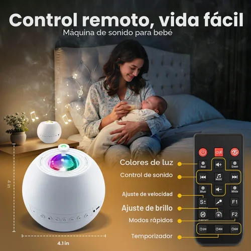 Vista 6 de Sound Machine Light Projector, 30 Sleep Sounds for Adult, Bluetooth Speaker Multicolor
