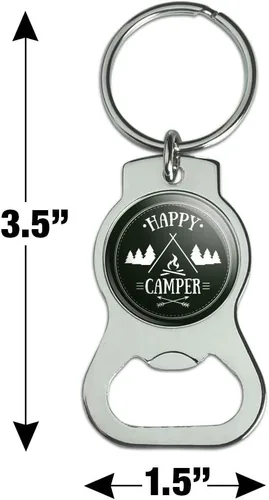Vista 3 de GRAPHICS & MORE Happy Camper con llavero de fogata con abridor de botellas