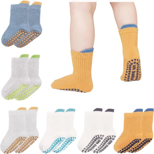Vista 12 de 6/8 Pairs Toddler Baby Grippy Socks, Cute Seamless Non Slip Grip Ankle Socks for Toddler Girls Boys Kids, 1-5 Y