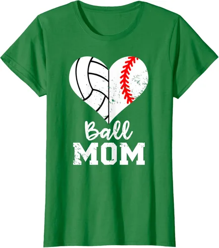 Vista 38 de Ball Mom Heart Funny Baseball Voleibol Mom - Camiseta para mamá, Negro, S