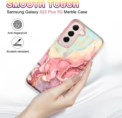 Vista 6 de Btscase Funda para Samsung Galaxy S22+/S22 Plus 5G, Patrón de Mármol 3 en 1 Resistente a Prueba de Golpes de Servicio Pesado Cuerpo Completo Rígida