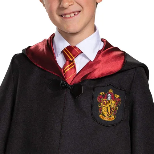 Vista 4 de Túnica de Harry Potter, Túnicas de Disfraz Oficiales del Mundo Mágico de Hogwarts, Accesorio de Vestimenta de Lujo Talla para Niños