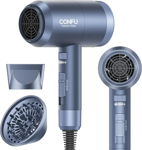 Vista 11 de Secador de pelo, secador de pelo CONFU con difusor, secador de pelo profesional 21000PRM, secador de pelo iónico negativo portátil ligero de secado