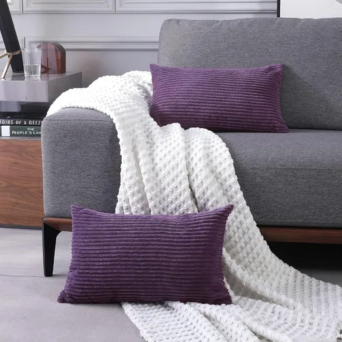 Vista 11 de Deconovo Fundas de Almohada Decorativas de Pana, Juego de 2 Fundas de Cojín Decorativas Suaves, Lavables a Máquina con Textura para Sofá, Sillón