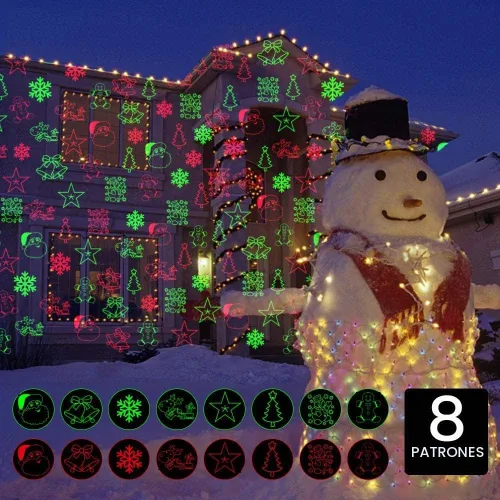 Vista 2 de Luces de proyector láser de Navidad, luces de proyección LED de 8 patrones con control remoto, proyectores de paisaje, espectáculo de estrellas