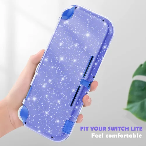 Vista 5 de DLseego Purple Glitter Protective Case For Switch Lite, Bling Clear Crystal Soft TPU Cover with Shock-Absorption and Anti-Scratch Design, Cute