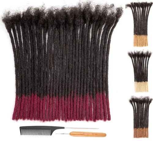 Vista 46 de DAIXI 0.2cm y 0.4cm y 0.6cm y 0.8cm de grosor 4-18 pulgadas 10 hebras extensiones de rastas de cabello humano 100% real para hombres/mujeres