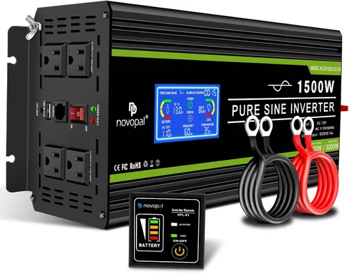 Vista 16 de Novopal Inversor de corriente de onda sinusoidal pura de 1000 W, convertidor de corriente de 12 V CC a 110 V/120 V CA, 4 salidas de CA, inversor