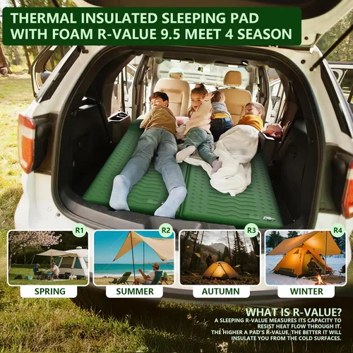 Vista 6 de HiiPeak Memory Sleeping Pad, Compact 3" Thick Foam Sleeping Mats with Pillow, 9.5 R-Value Insulated Camping Mattress Pad, Easy Inflate & Deflate