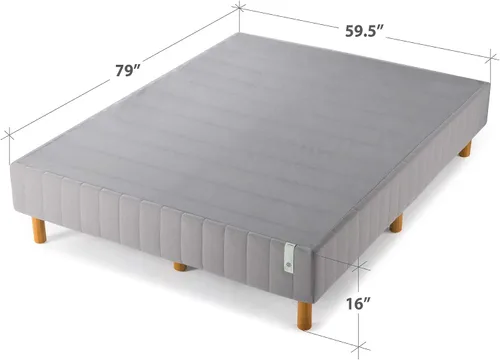 Vista 3 de Colchón Zinus Justina con somier tipo plataforma y patas, Acero Tela Madera, Gris