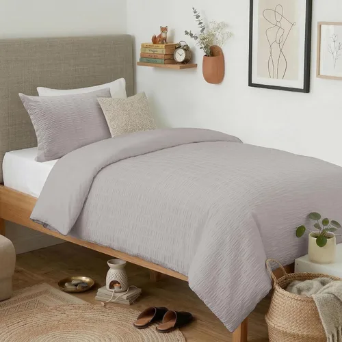 Vista 9 de Cozyide Beige Queen Duvet Cover Set, 3 Pieces Soft Seersucker Queen Size Duvet Cover with Zipper Closure and Corner Ties, 90"x90" Duvet Cover with 2