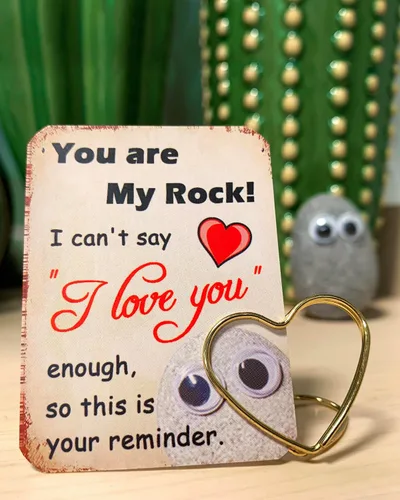 Vista 9 de Regalo de aniversario con texto en inglés "I Love You" con texto en inglés "You are My Rock", bonita decoración romántica para el hogar, regalos