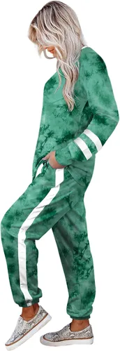 Vista 48 de Aloodor conjunto deportivo de 2 piezas para mujer, con sudadera con cuello redondo, sin botones