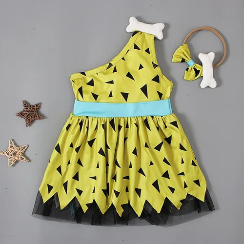 Vista 3 de Disfraz de guijarros de Halloween para niñas pequeñas, vestido de tul de malla para niñas, niños, fiesta de disfraces, fotos y familia