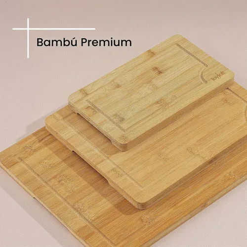 Vista 4 de JoyJolt Tablas de cortar de bambú, tabla de madera grande y pequeña, para servir queso, pan o tablas de cortar. Antideslizante