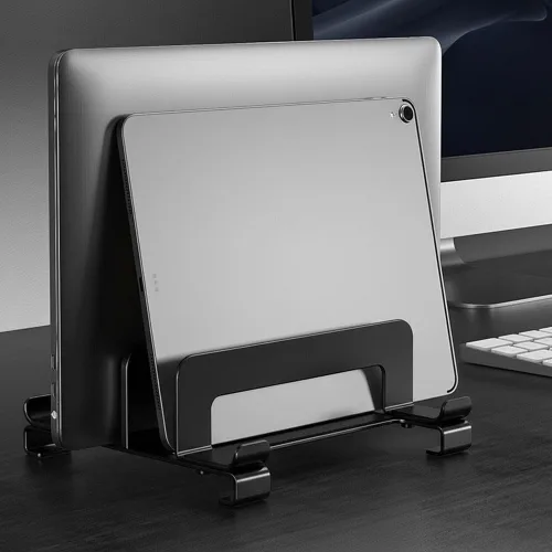 Vista 2 de Vertical Laptop Stand Holder, Compatible Desktop Laptop Holder, Adjustable Notebook Dock, 3 in 1 Computer Stand for Laptop/Tablet
