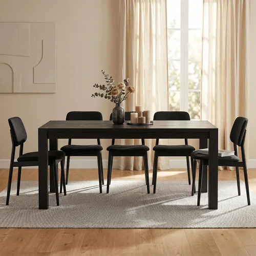 Vista 11 de NTC Block - Mesa de comedor moderna de 55 pulgadas, mesa rectangular para comedor, muebles de sala de estar, montaje sin esfuerzo, negro quemado