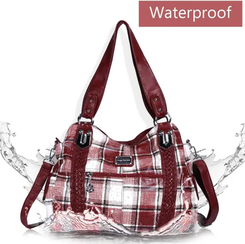 Vista 275 de Angel Barcelo - Bolsa de hombro amplia para mujer, diseño Hobo, cuero lavado