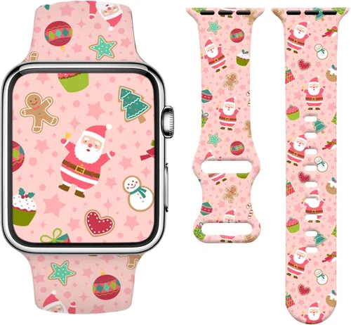 Vista 14 de Holiday Watchband Compatible with Apple Watch 38mm 40mm 41mm 42mm 44mm 45mm 49mm Women Men,Soft Silicone Cute Sport Strap for Apple Watch Ultra