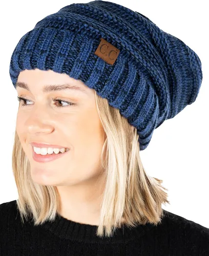 Vista 213 de Funky Junque Gorro de moda de punto trenzado de talla extragrande, grueso, abrigado, suave y holgado