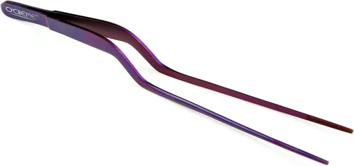 Vista 14 de O'Creme Pinzas de acero inoxidable de precisión para cocina culinaria de 8 pulgadas (8 pulgadas curvas, negro)
