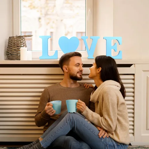 Vista 5 de AOCEAN - Letras de madera azul de 6 pulgadas, letras de madera sin terminar para decoración de pared, letras decorativas en pie, cortes de letras