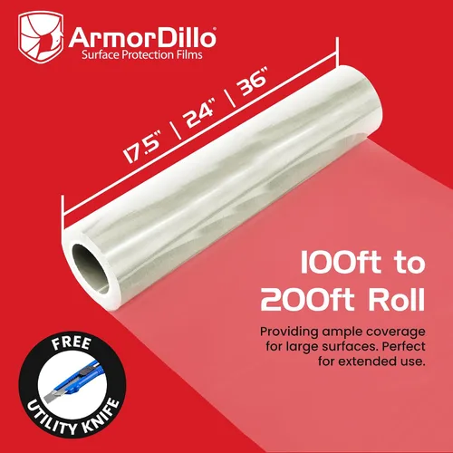 Vista 6 de ArmorDillo Película Protectora para Encimera con Cuchillo Gratis. Protección de Superficie Autoadhesiva Transparente para Laminado, Granito, Mármol