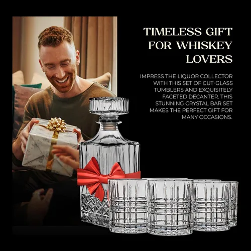Vista 5 de American Atelier Fifth Avenue Dalmore - Juego de decantador de whisky y vaso, juego de 7 piezas para licor, escocés, vino y bourbon, dispensador