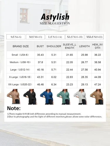 Vista 5 de Astylish Blusa elegante de manga larga con botones Plisse para mujer, ropa de moda