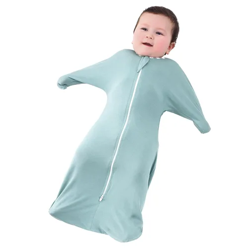 Vista 16 de PuppyPaws - Saco de dormir para bebé, 1.5 TOG, envolvente de transición con mangas largas con brazos hacia arriba y puños de manoplas, saco de Verde