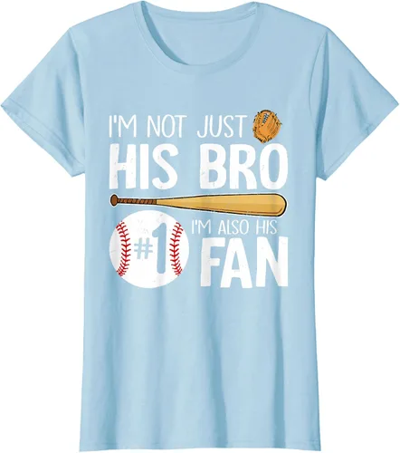 Vista 32 de Camiseta Baseball Brother I'm Not Just His Bro I'm His Number One Fan, Negro