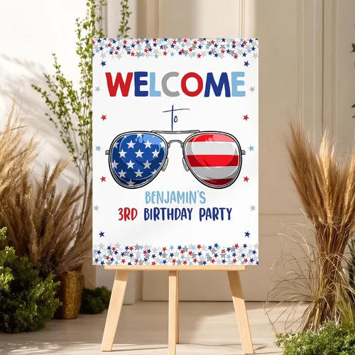 Vista 3 de HAQCO 4Th Of July Welcome Poster Fourth Of July Poster Independence Day Patriotic Birthday Party Decor Red White And Blue