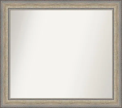 Vista 76 de Amanti Art Espejo de baño plateado para sobre el fregadero, 28 x 37 pulgadas, elegante espejo rectangular de peltre cepillado, marco de madera