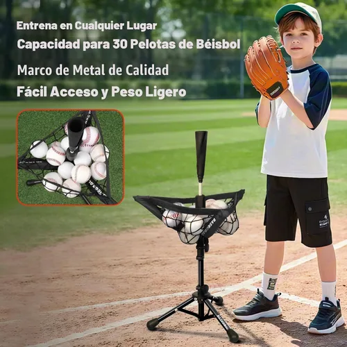 Vista 4 de BaseGoal Baseball Batting Tee with Removable Baseball Caddy for Kids