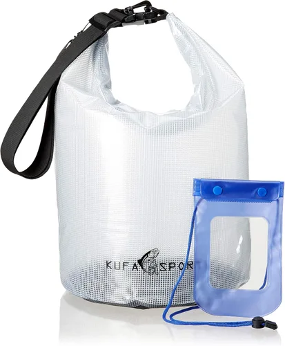 Vista 5 de KUFA - Bolsa seca enrollable (tamaño: ø11.5 x 19 pulgadas, color: transparente) y funda impermeable para teléfono celular