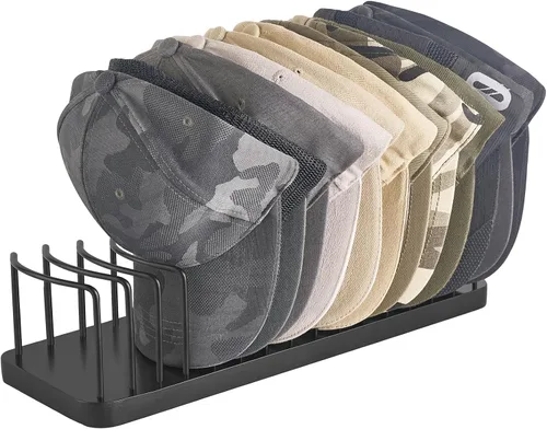 Vista 10 de Mkono Organizador de sombreros para gorras de béisbol, soporte para sombreros para 10 gorras de béisbol, soporte para sombreros de mesa, organizador