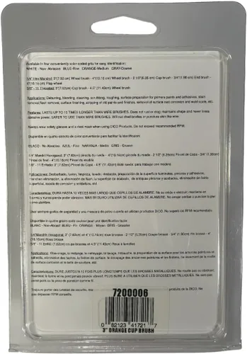 Vista 3 de Dico Products 541-721-358 Cepillo eléctrico de 3 pulgadas de diámetro, naranja