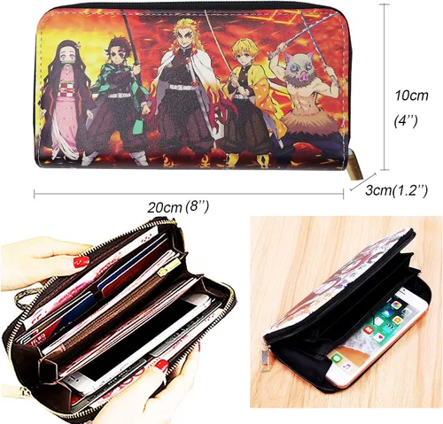 Vista 2 de Cartera de anime, mercancía de anime, monedero de anime, para cosplay, cartera de cuero para hombres y mujeres, Cartera Rengoku 5people, Joutnyoo